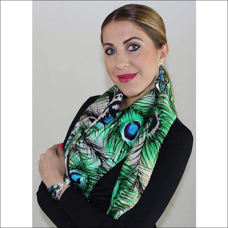 White Tiger Silk Scarf 110 x 110 cm - Silk Scarves