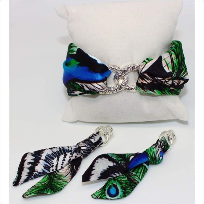 White Tiger Silk Tie Earring & Bracelet - Set & Combination