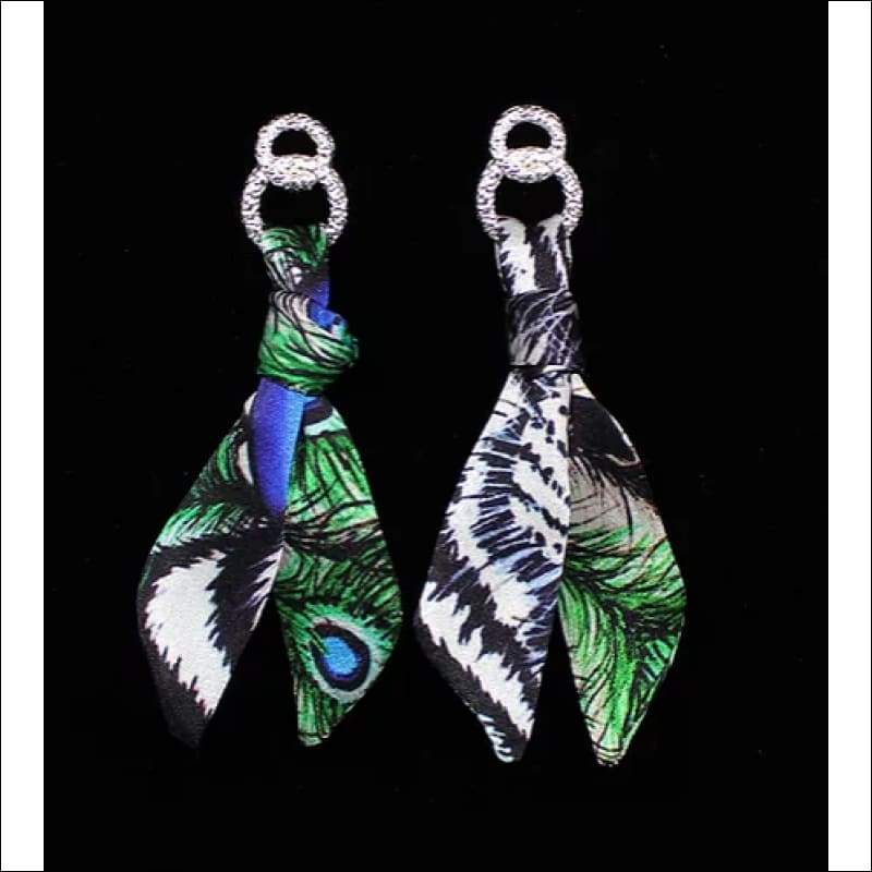 White Tiger Silk Tie Earring - Earrings