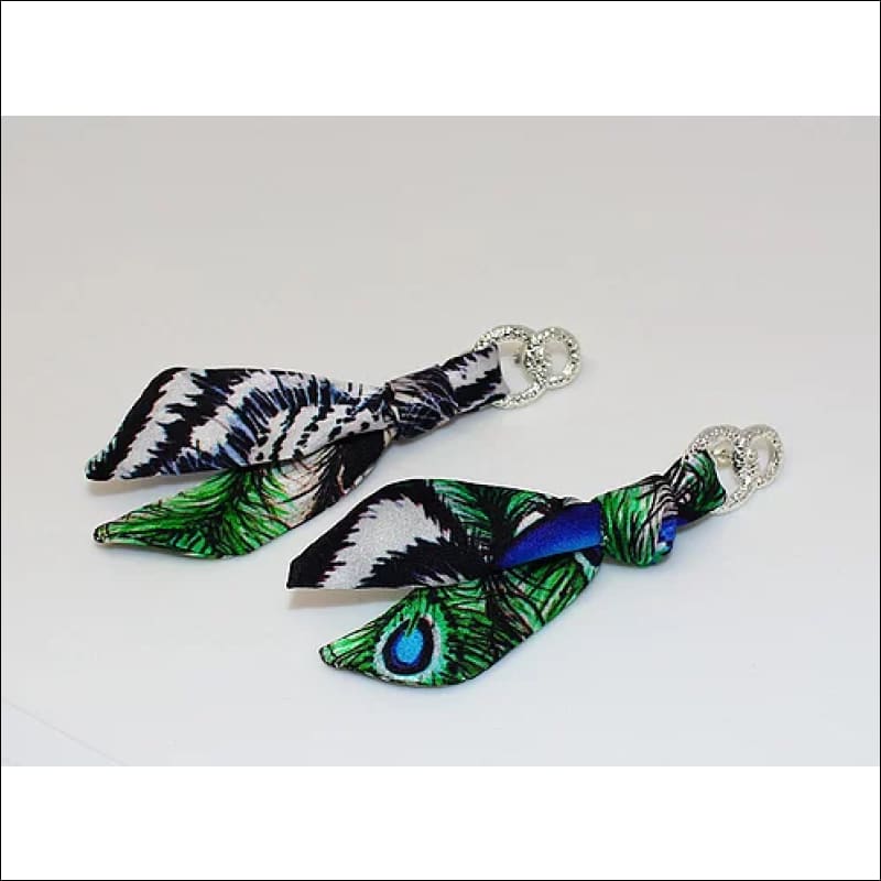 White Tiger Silk Tie Earring - Gold - Earrings