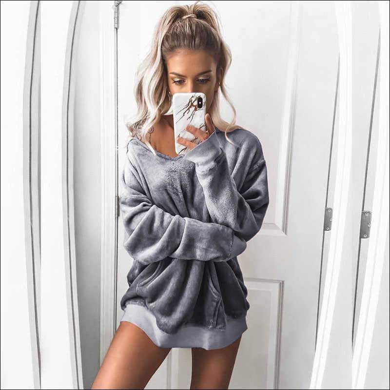 Winter Warm Loose Pullover Pajamas Sweatshirt - S / Grey - 