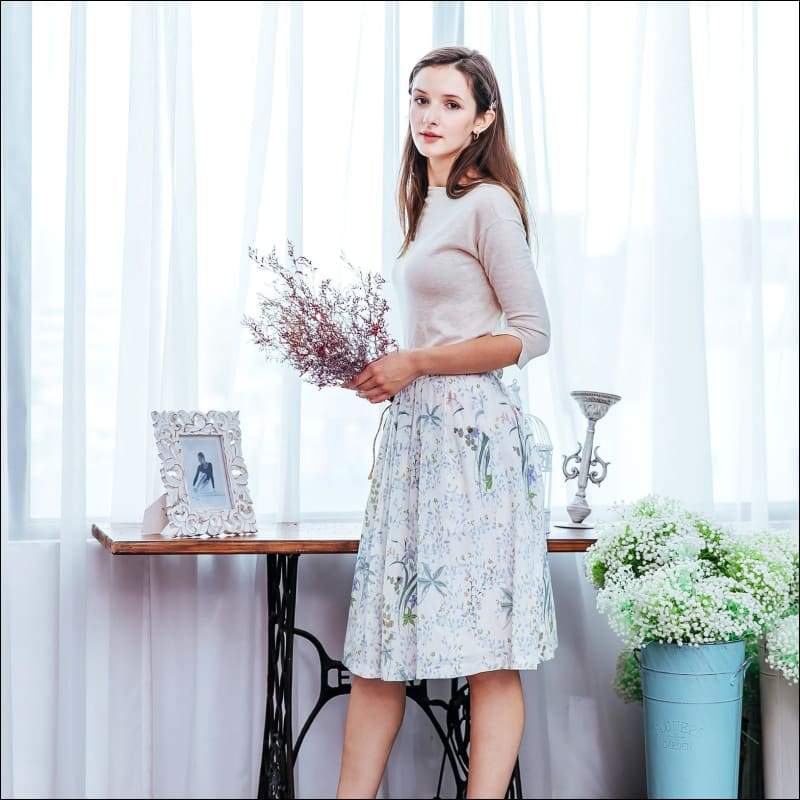 Woman Floral Midi Skirt - Women’s Clothing
