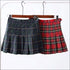 Women Elastic Plaid Print Pleated Skirt