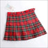 Women Elastic Plaid Print Pleated Skirt