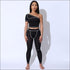 Women Oblique Shoulder Cropped T-shirt Yoga Jogger Pants Two-piece Set