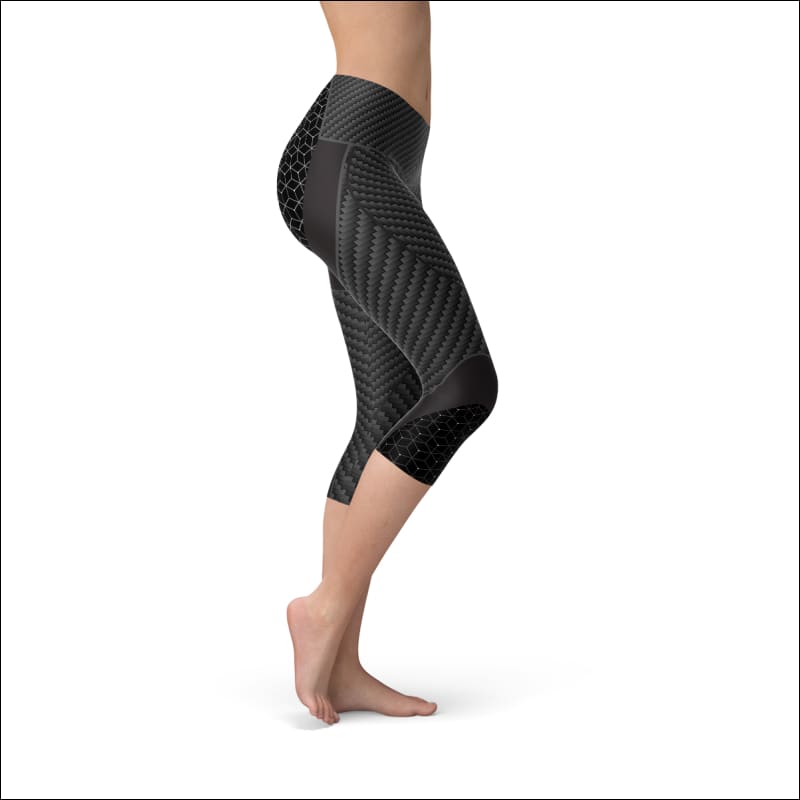 Womens Carbon Fiber Sports Capri Leggings - Leggings