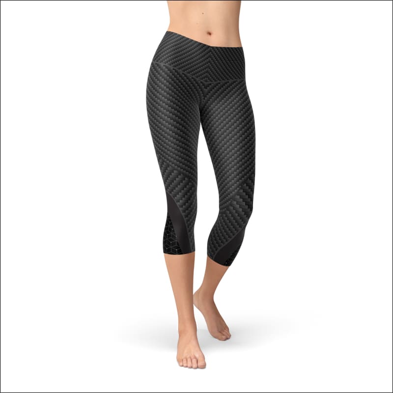 Womens Carbon Fiber Sports Capri Leggings - Leggings