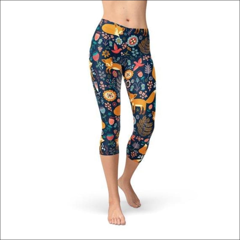 Womens Fox in the Meadows Capri Leggings - Leggings