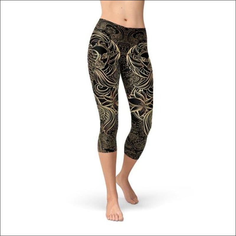 Womens Koi Fish Black Capri Leggings - Leggings