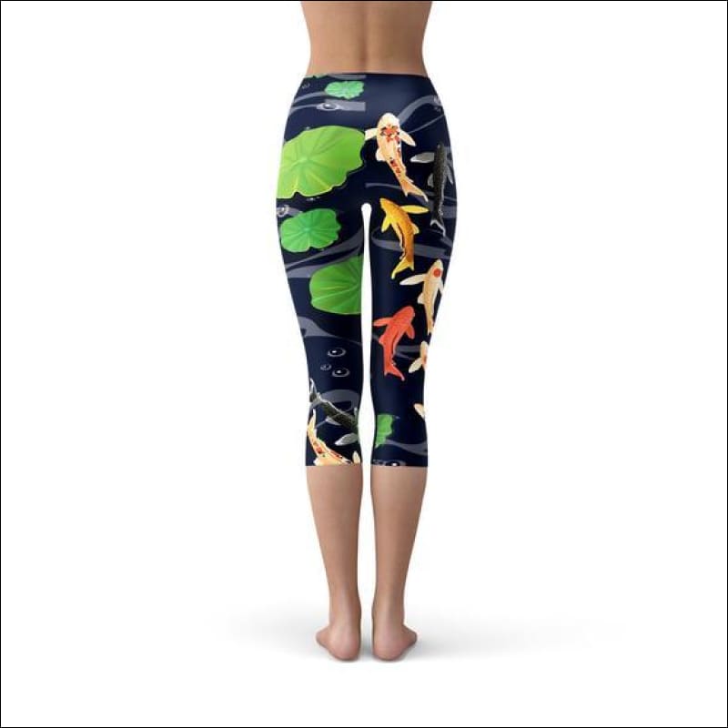 Womens Koi Fish in Pond Capri Leggings - Leggings