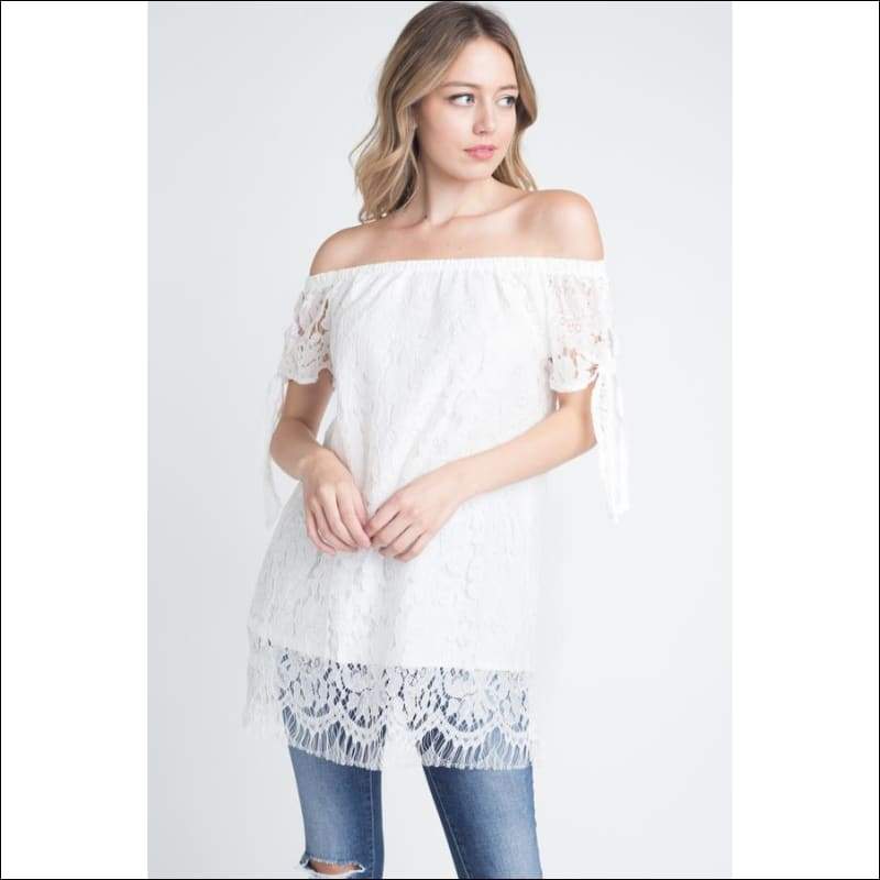 Women’s Off Shoulder Lace Top - Tops & Blouses