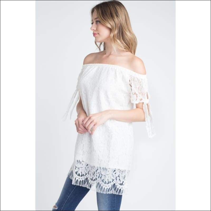 Women’s Off Shoulder Lace Top - Tops & Blouses