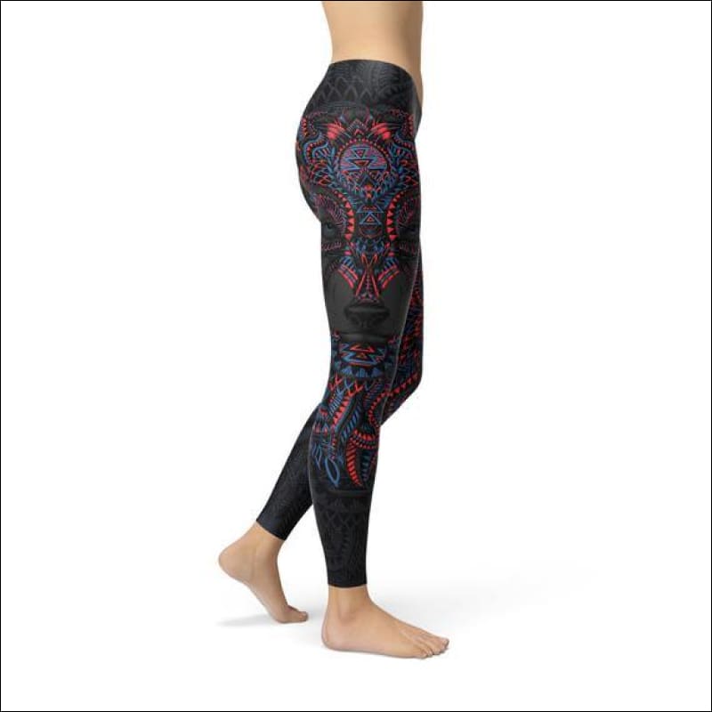 Womens Oriental Black Wolf Leggings - Leggings