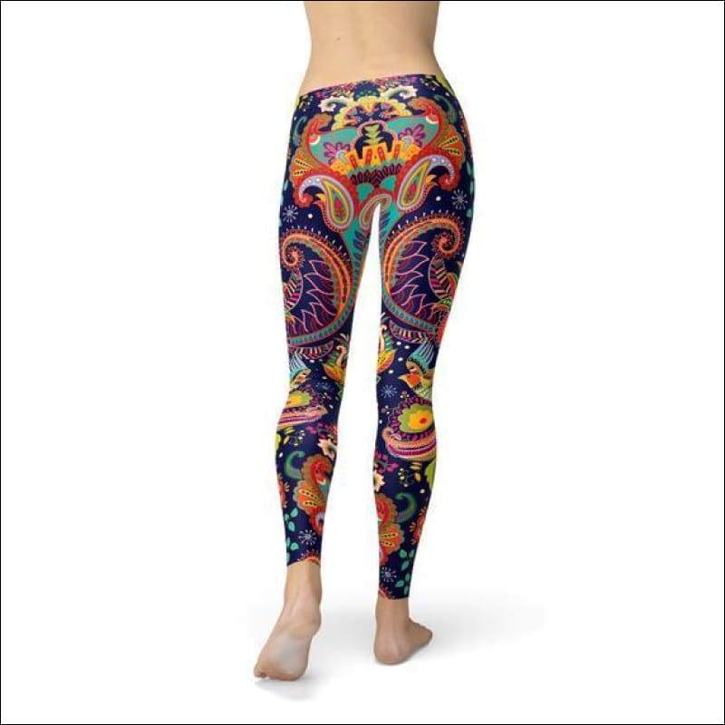 Womens Ornamental Blue Paisley Leggings - Leggings