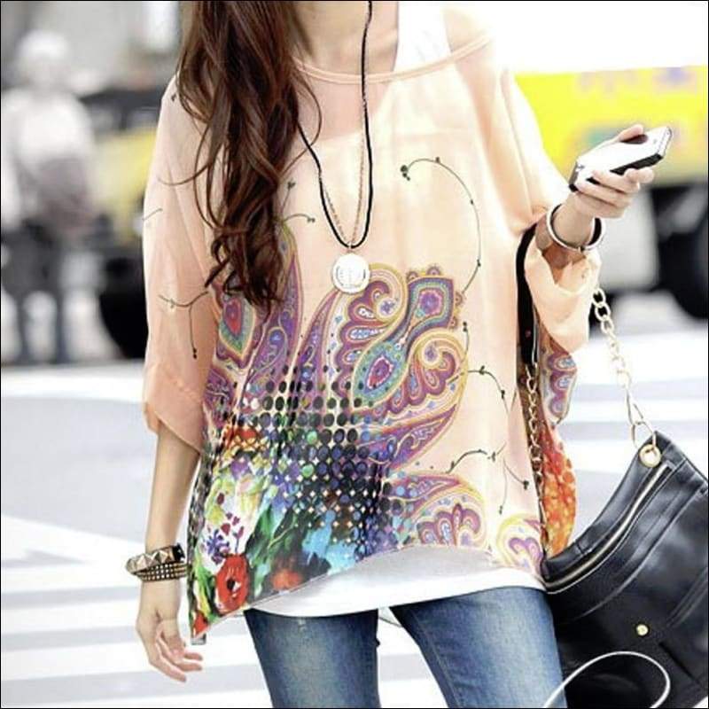 Womens Paisley Print Chiffon Top - Tops & Blouses