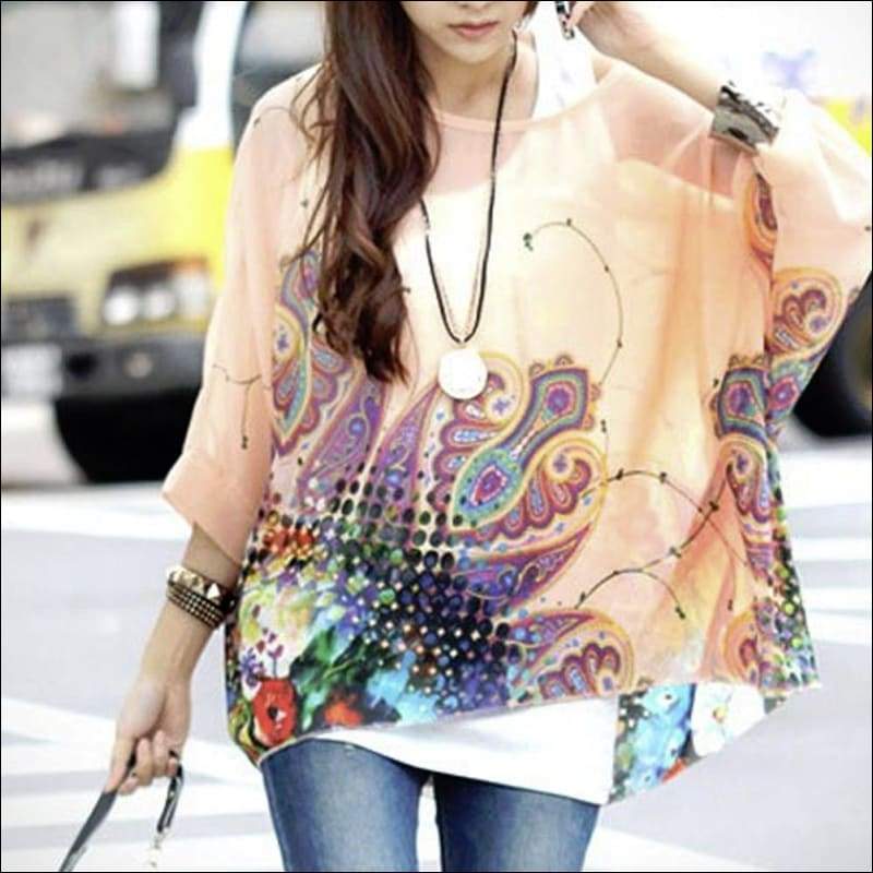 Womens Paisley Print Chiffon Top - Tops & Blouses