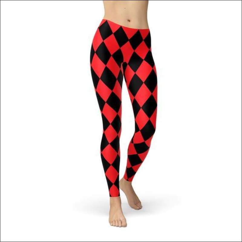 Womens Red and Black Jester Leggings - L - Leggings