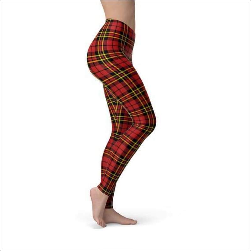 Womens Red Plaid Tartan Leggings - Leggings