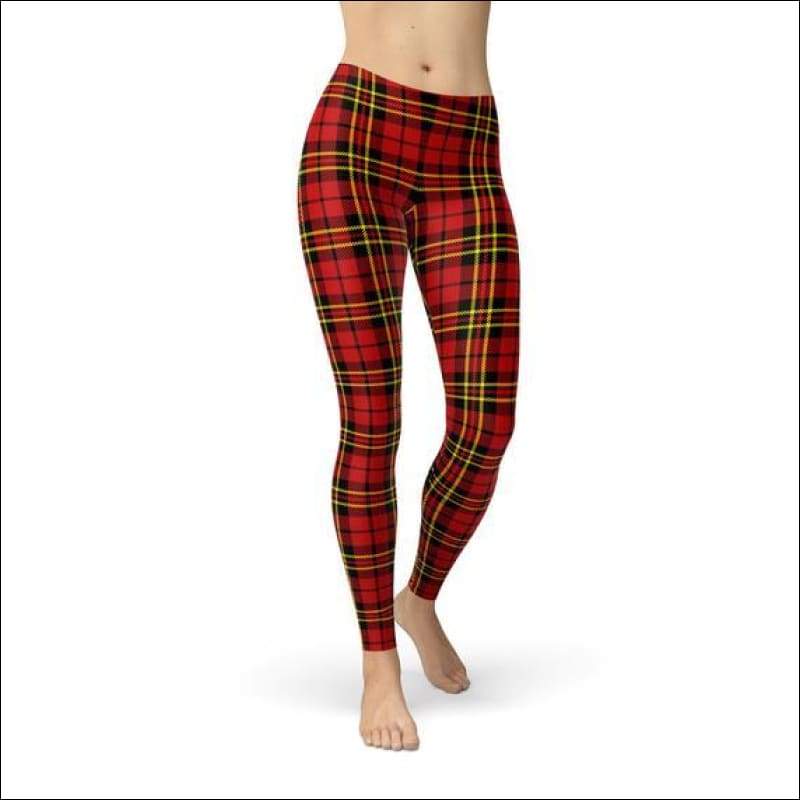 Womens Red Plaid Tartan Leggings - Leggings