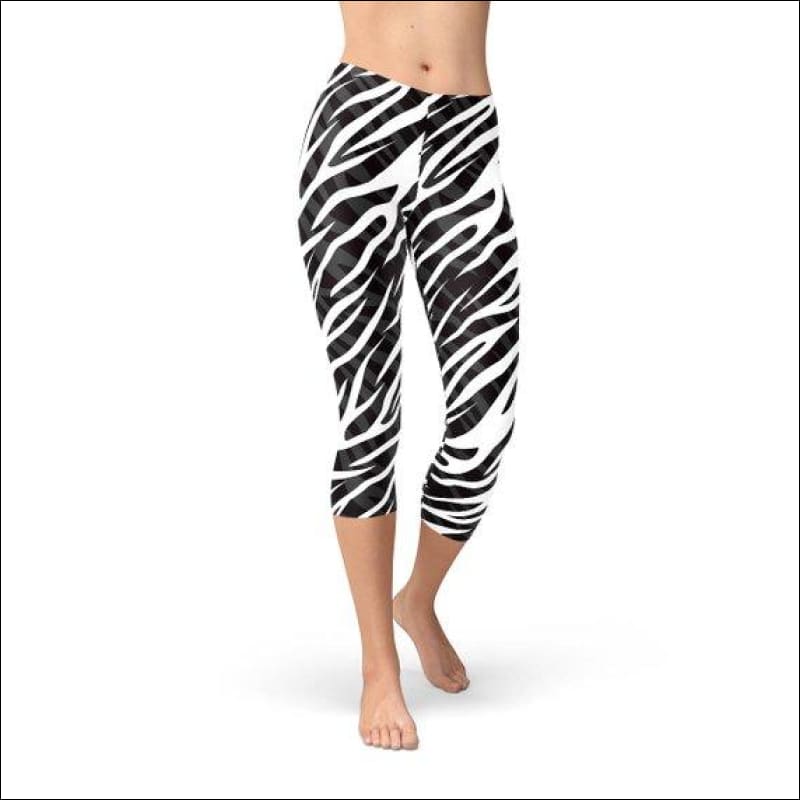 Womens Zebra Stripes Capri Leggings - Leggings