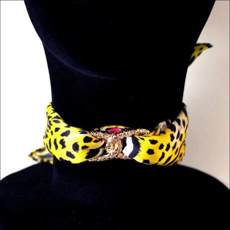Yellow Leopard Choker Necklace - Gold - Chokers - Necklaces