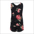 Young Lady Floral Printed Casual Vacation Beach Tank Top And Shorts Set
