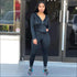 Zipper Design Hoodie And Skinny Pants Sports Two-piece Set
