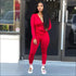 Zipper Design Hoodie And Skinny Pants Sports Two-piece Set