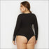 Zipper Design Round Neck Long-sleeve Plus-size Bodysuits