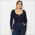 Zipper Design Round Neck Long-sleeve Plus-size Bodysuits