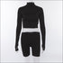 Zipper Long-sleeve Crop Top And Tight Shorts
