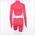 Zipper Long-sleeve Crop Top And Tight Shorts