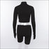 Zipper Long-sleeve Crop Top And Tight Shorts