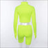 Zipper Long-sleeve Crop Top And Tight Shorts