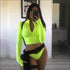 Zipper Long-sleeve Crop Top And Tight Shorts