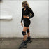 Zipper Long-sleeve Crop Top And Tight Shorts