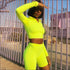 Zipper Long-sleeve Crop Top And Tight Shorts