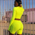 Zipper Long-sleeve Crop Top And Tight Shorts