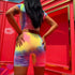 Zipper Tie Dye Top And Tight Shorts Two Pieces Sets