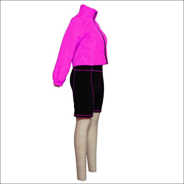 Zipper Top And Skinny Shorts Sports Two-piece Set Women Solid Color Long-sleeve